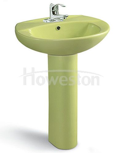 Grøn piedestalbassin (håndvask)