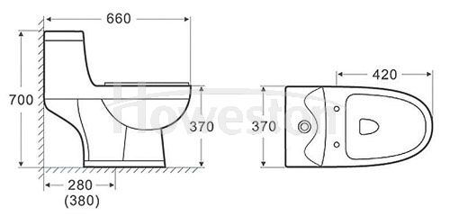Sifonisch toilet uit één stuk 9032