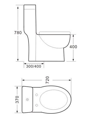 WC monobloc à fond plat 9128