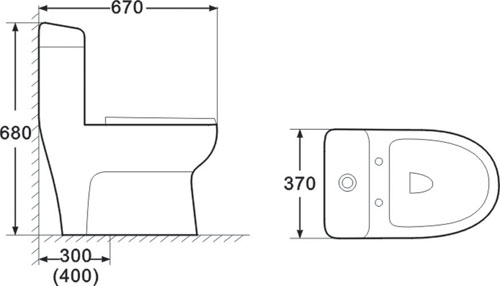Sifonisch toilet uit één stuk 9183