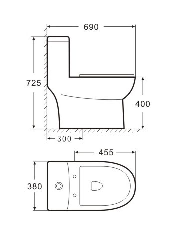 Sifonisch toilet uit één stuk 9187